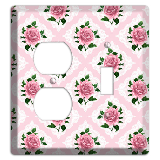 Pink Rose Doily Duplex / Toggle Wallplate