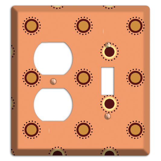 Coral with Multi Brown Suzani Dots Duplex / Toggle Wallplate