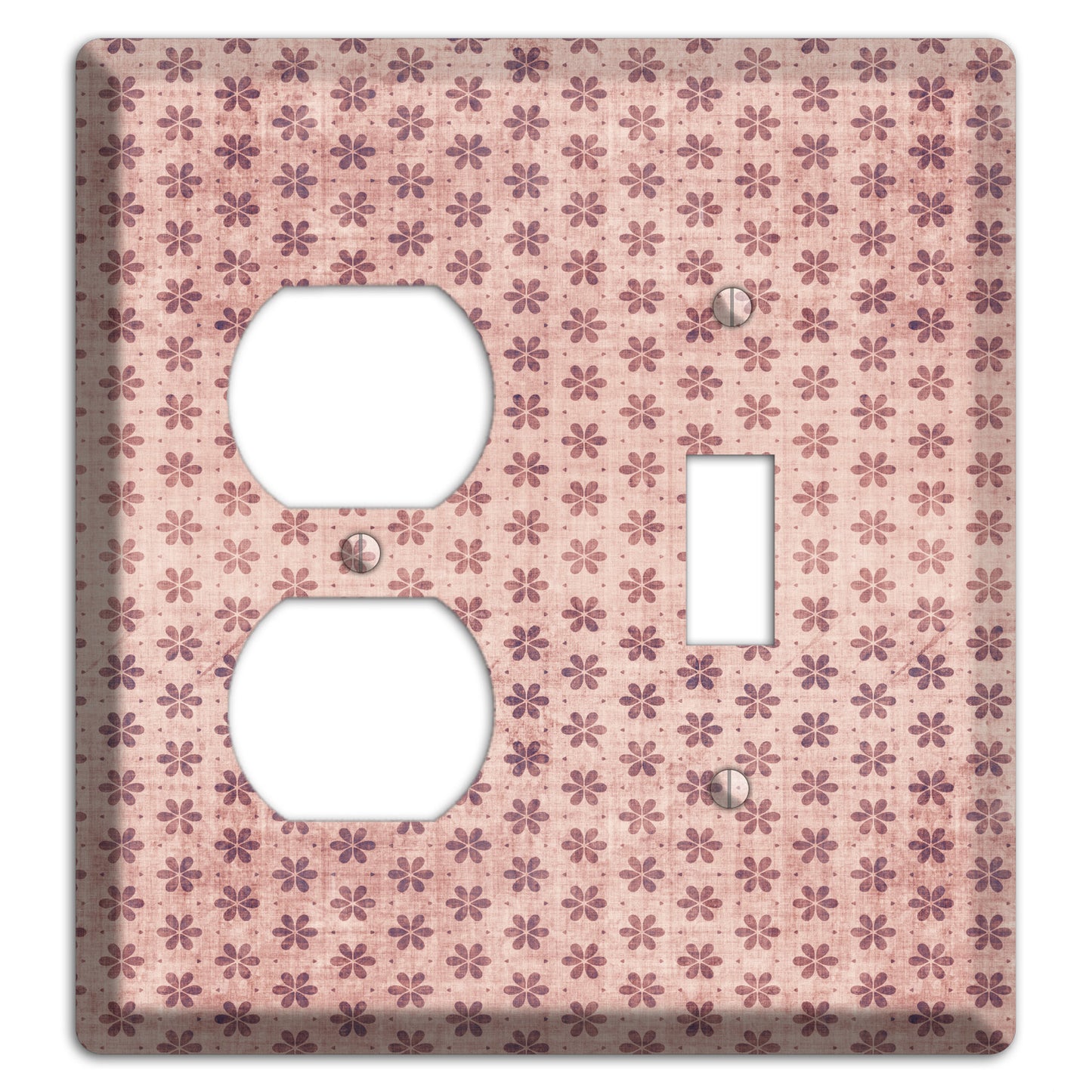 Dusty Pink Grunge Floral Contour Duplex / Toggle Wallplate