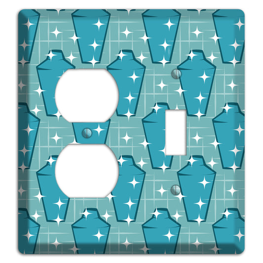 Blue and Teal Shaker Duplex / Toggle Wallplate