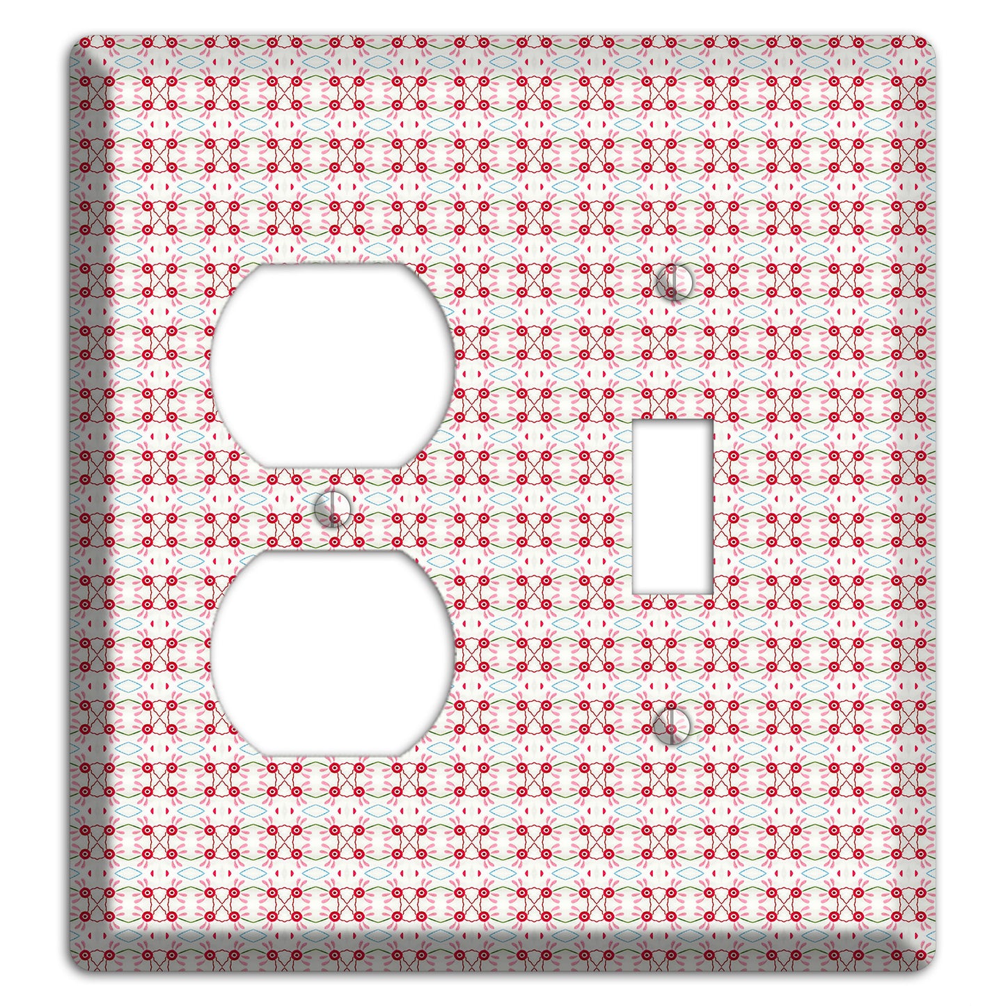 White with Red Ball and Stick Tapestry Duplex / Toggle Wallplate