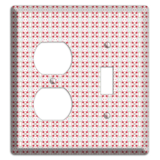 White with Red Ball and Stick Tapestry Duplex / Toggle Wallplate