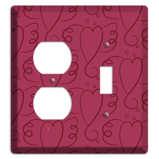 Fuschia Winged Hearts Duplex / Toggle Wallplate