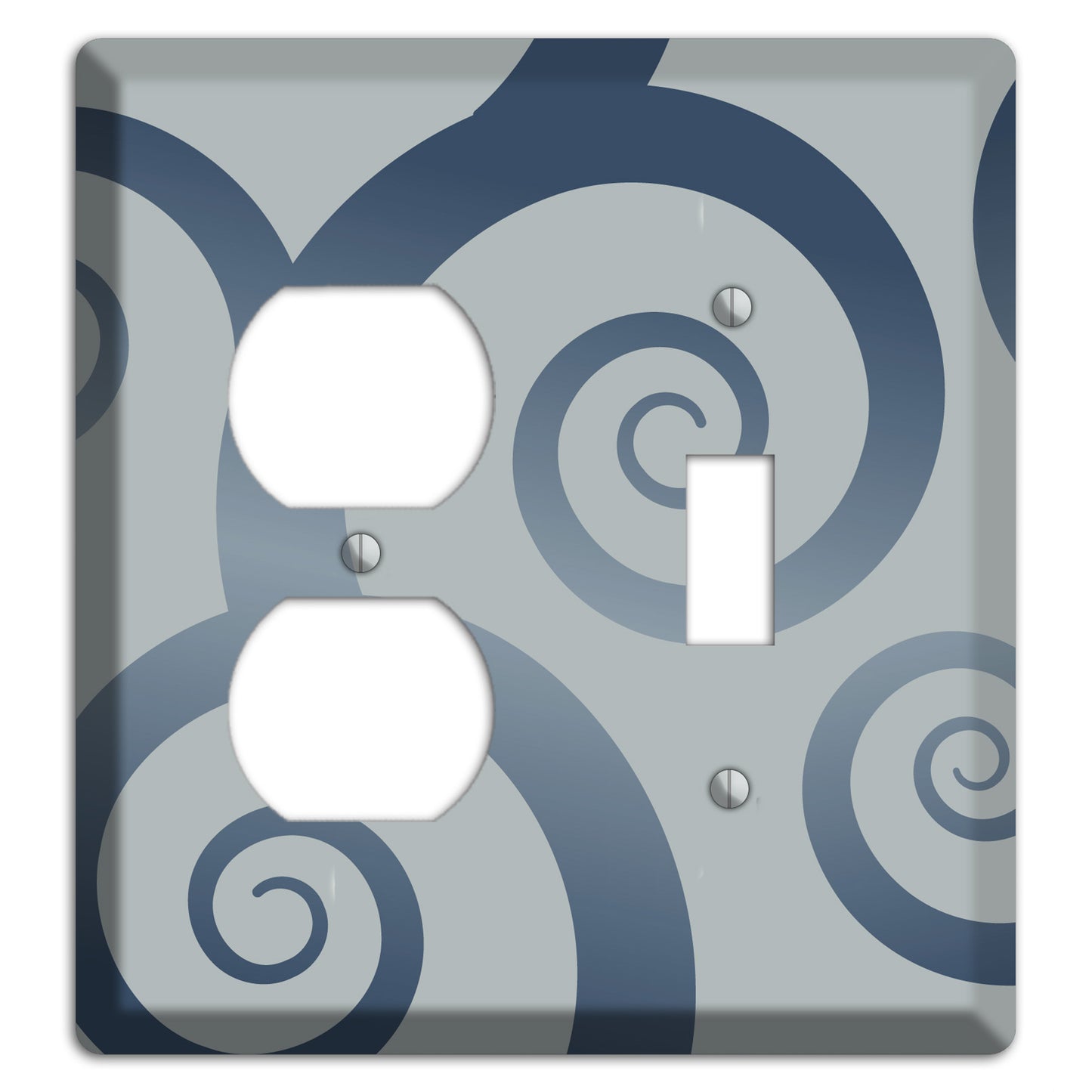 Grey with Blue Large Swirl Duplex / Toggle Wallplate