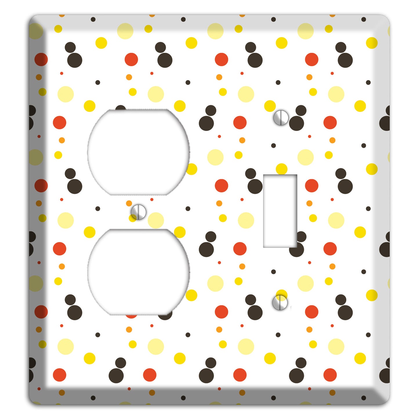 White With Black Maroon Olive Tiny Dots Duplex / Toggle Wallplate