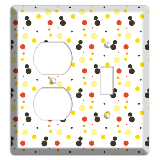 White With Black Maroon Olive Tiny Dots Duplex / Toggle Wallplate