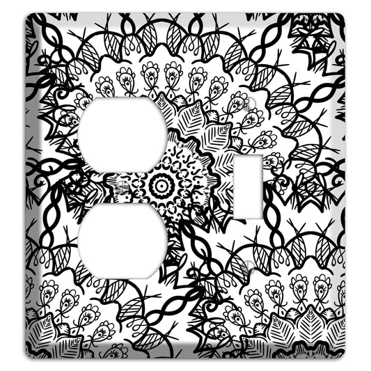 Mandala Black and White Style P Cover Plates Duplex / Toggle Wallplate