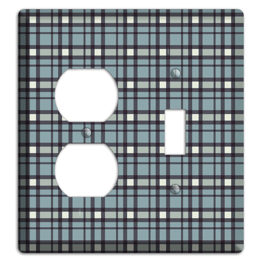 Dusty Blue Plaid Duplex / Toggle Wallplate