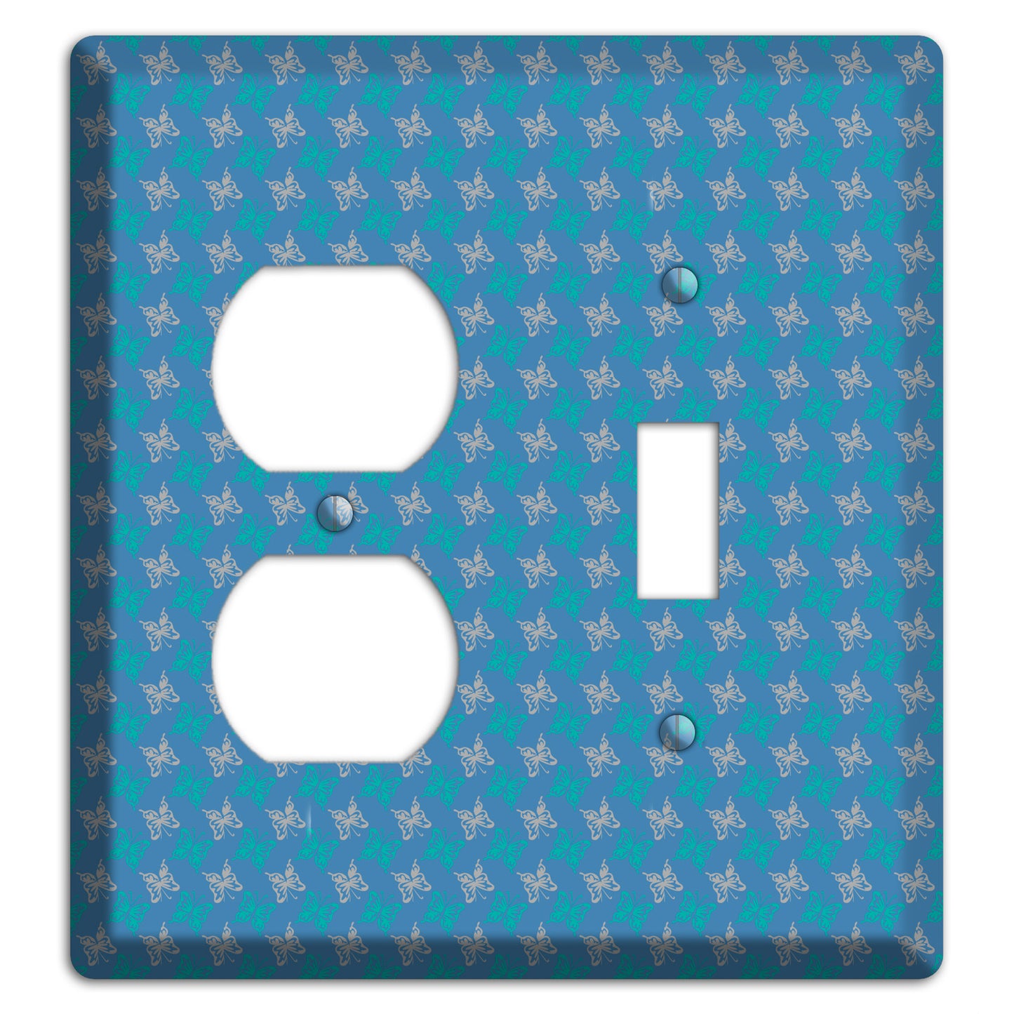 Blue with White and Turquoise Butterflies Duplex / Toggle Wallplate