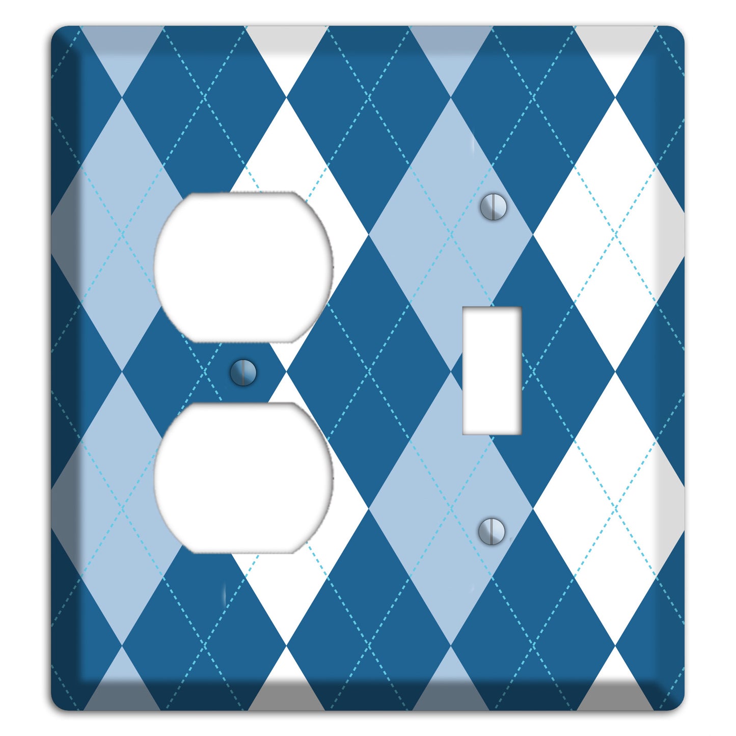 Blue Argyle Duplex / Toggle Wallplate