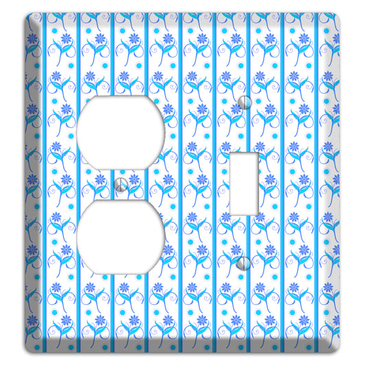 Blue Floral Pattern Duplex / Toggle Wallplate