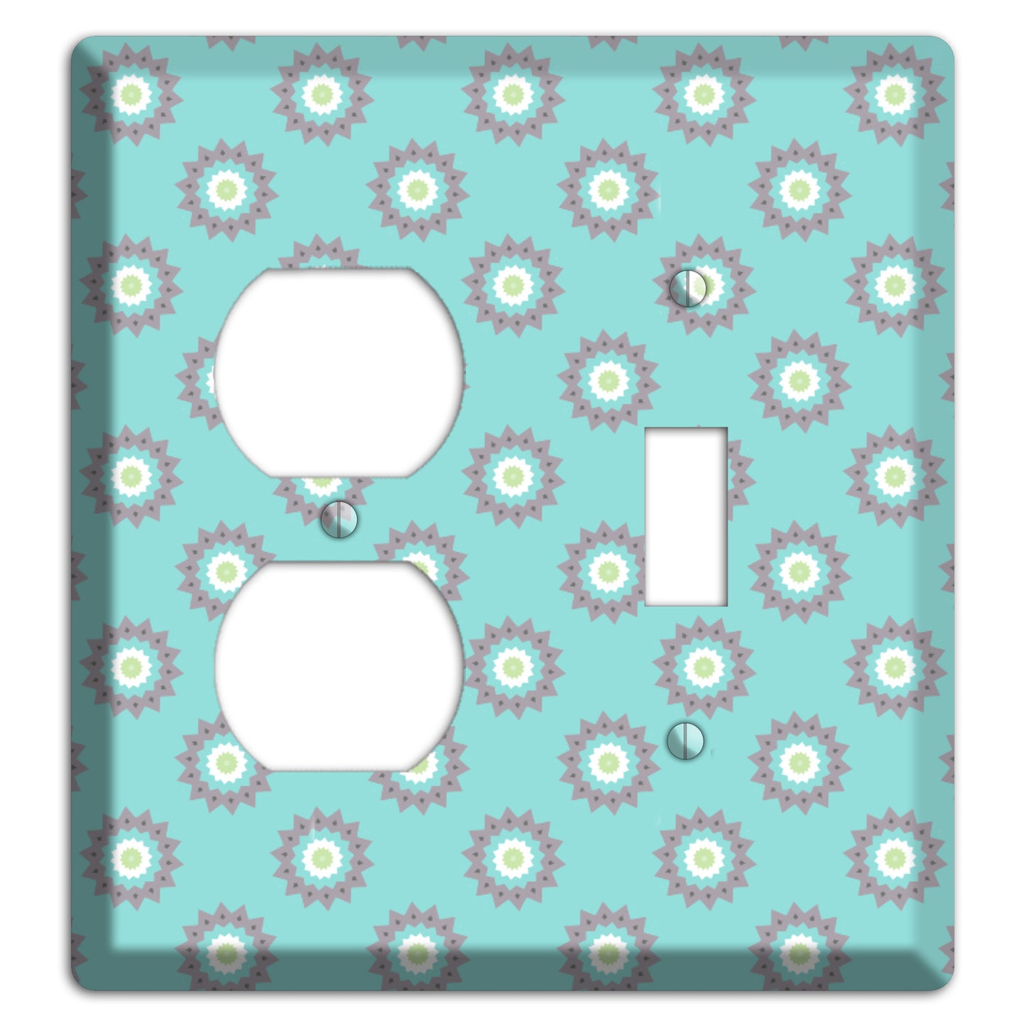 Turquoise with Suzani Dots Duplex / Toggle Wallplate