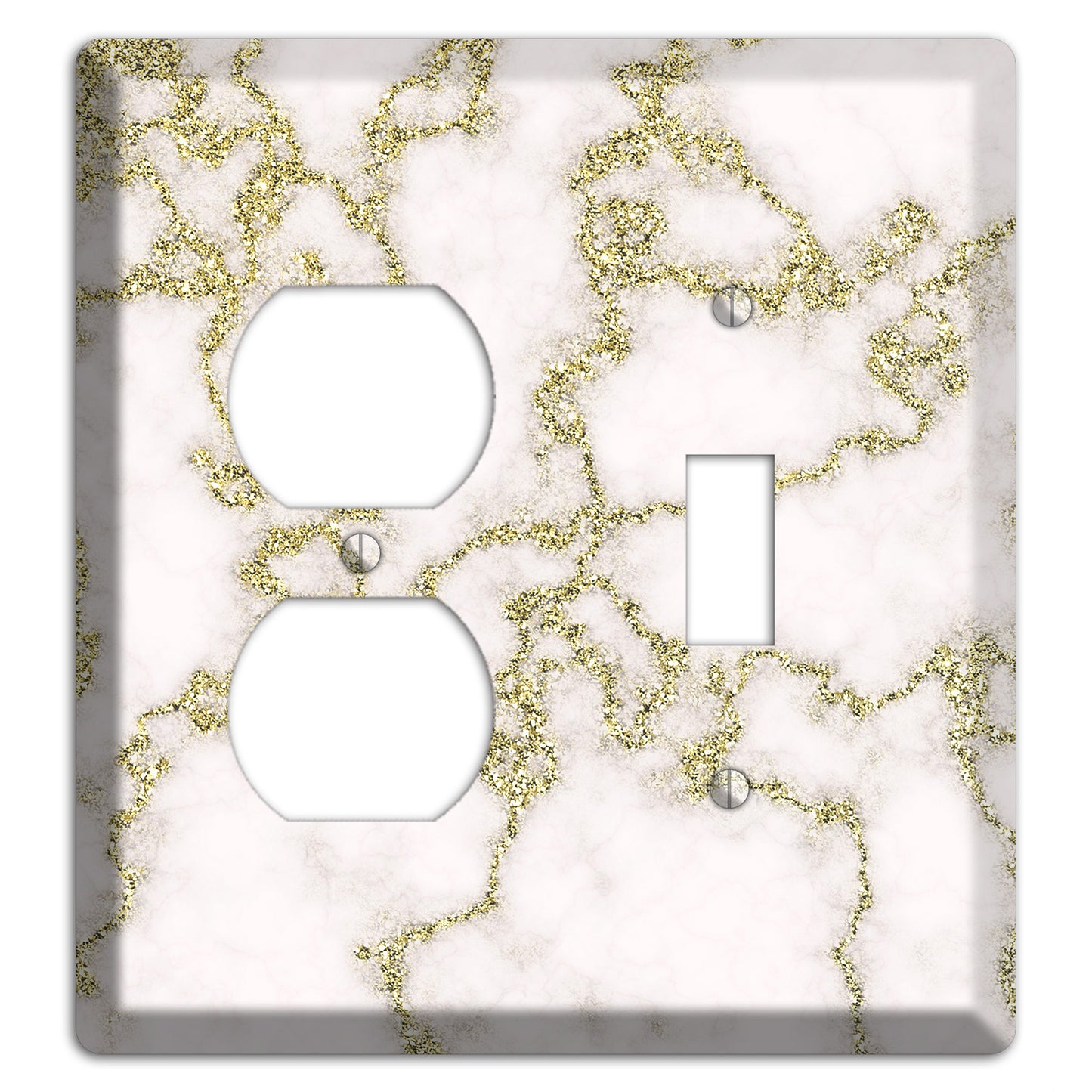 White and Gold Marble Shatter Duplex / Toggle Wallplate