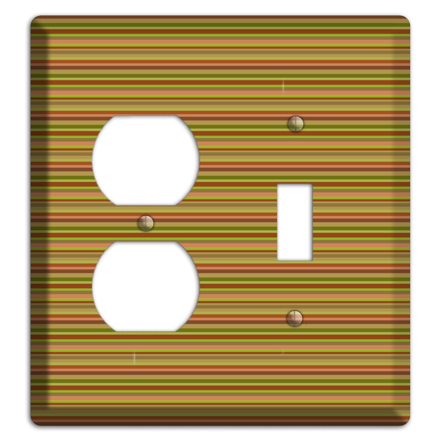 Multi Olive Burgundy Horizontal Stripes Duplex / Toggle Wallplate