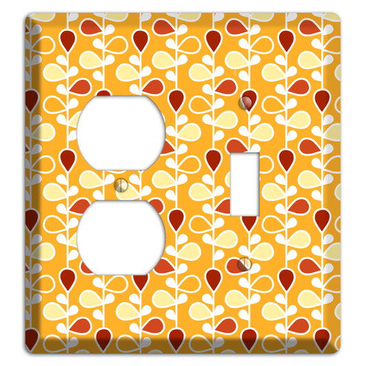 Orange with Yellow and Red Drop and Vine Duplex / Toggle Wallplate