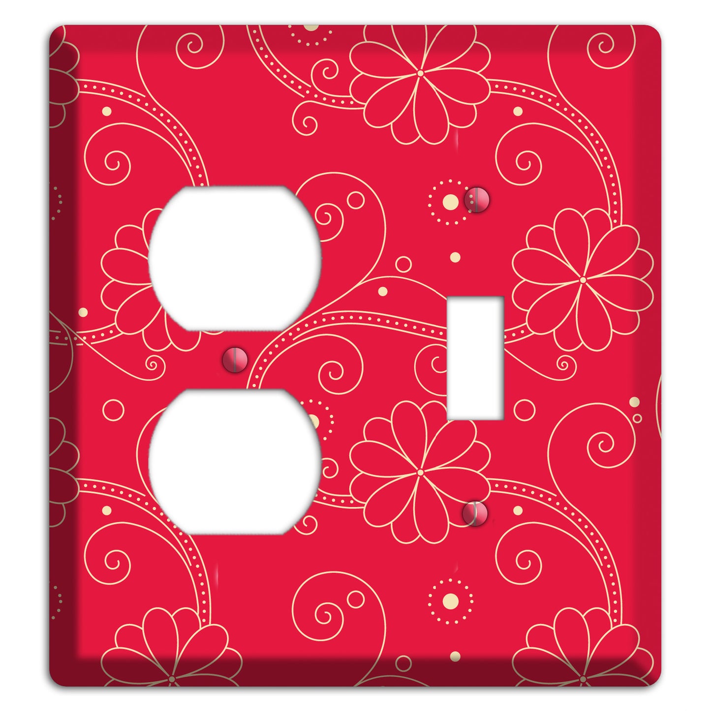 Red Floral Swirl Duplex / Toggle Wallplate