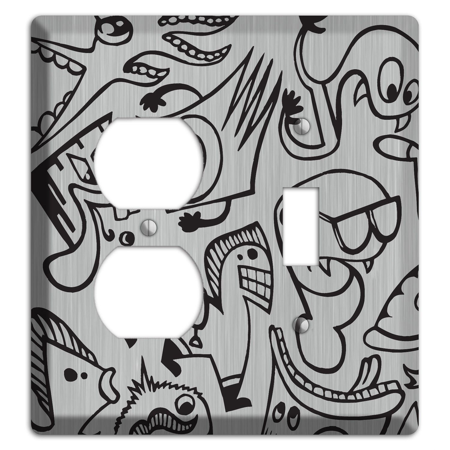 Whimsical Faces 1  Stainless Duplex / Toggle Wallplate