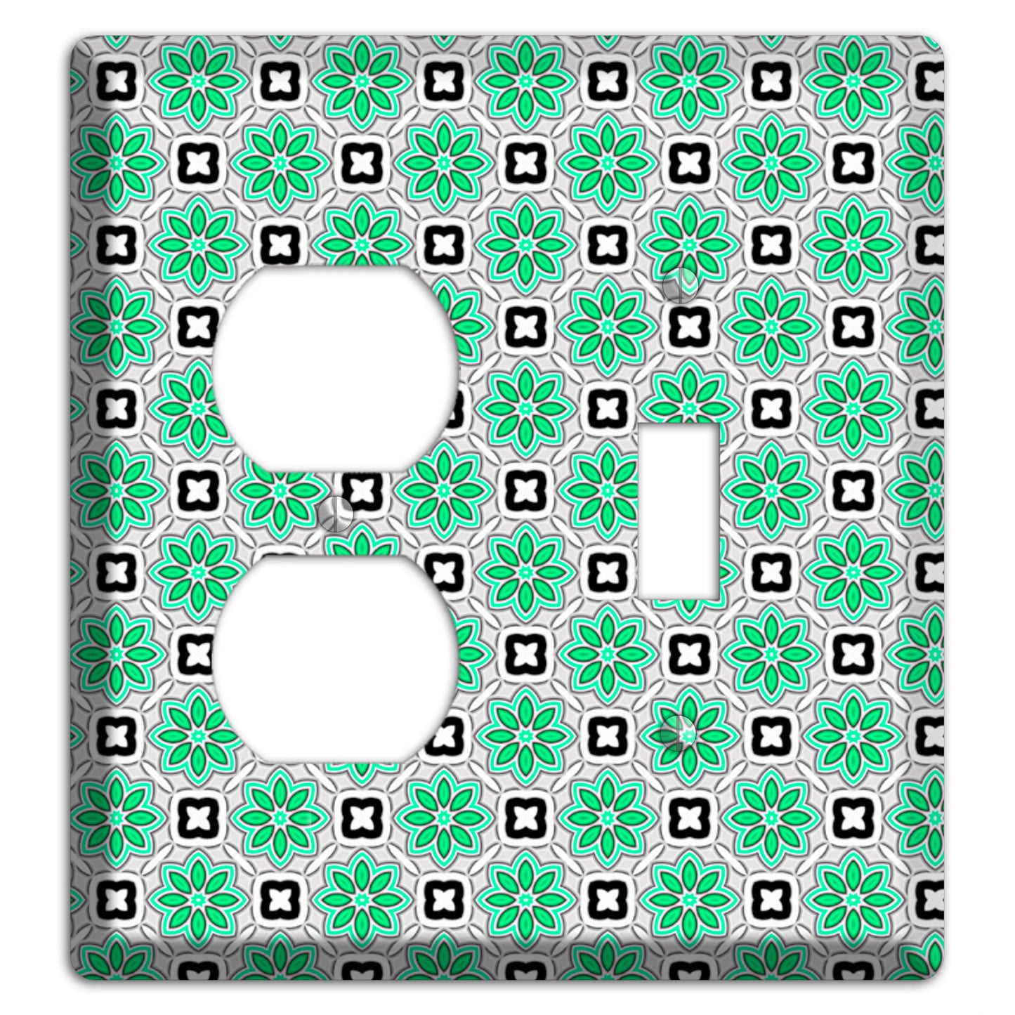 Green and Black Foulard Duplex / Toggle Wallplate