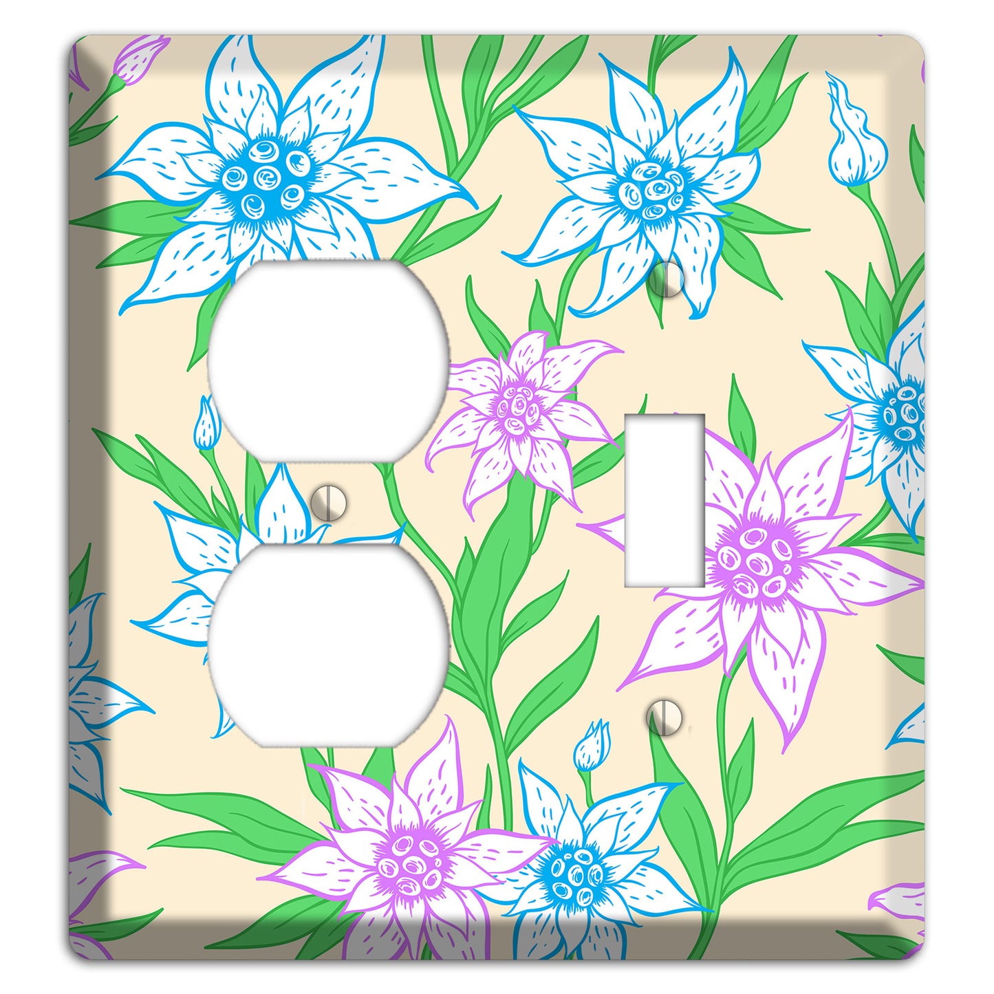 Hand Drawn Flowers Style A Duplex / Toggle Wallplate