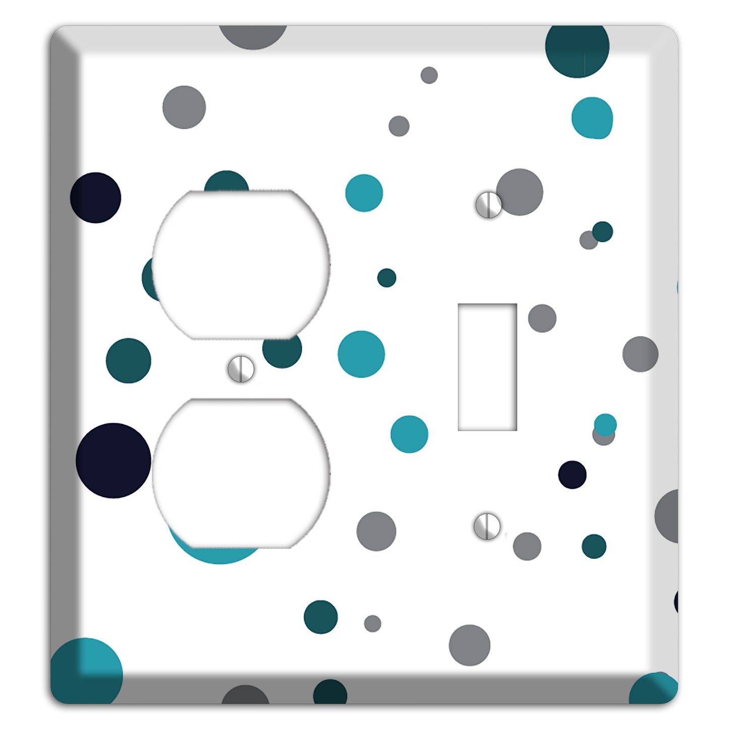 Teal and Blue Dots Duplex / Toggle Wallplate