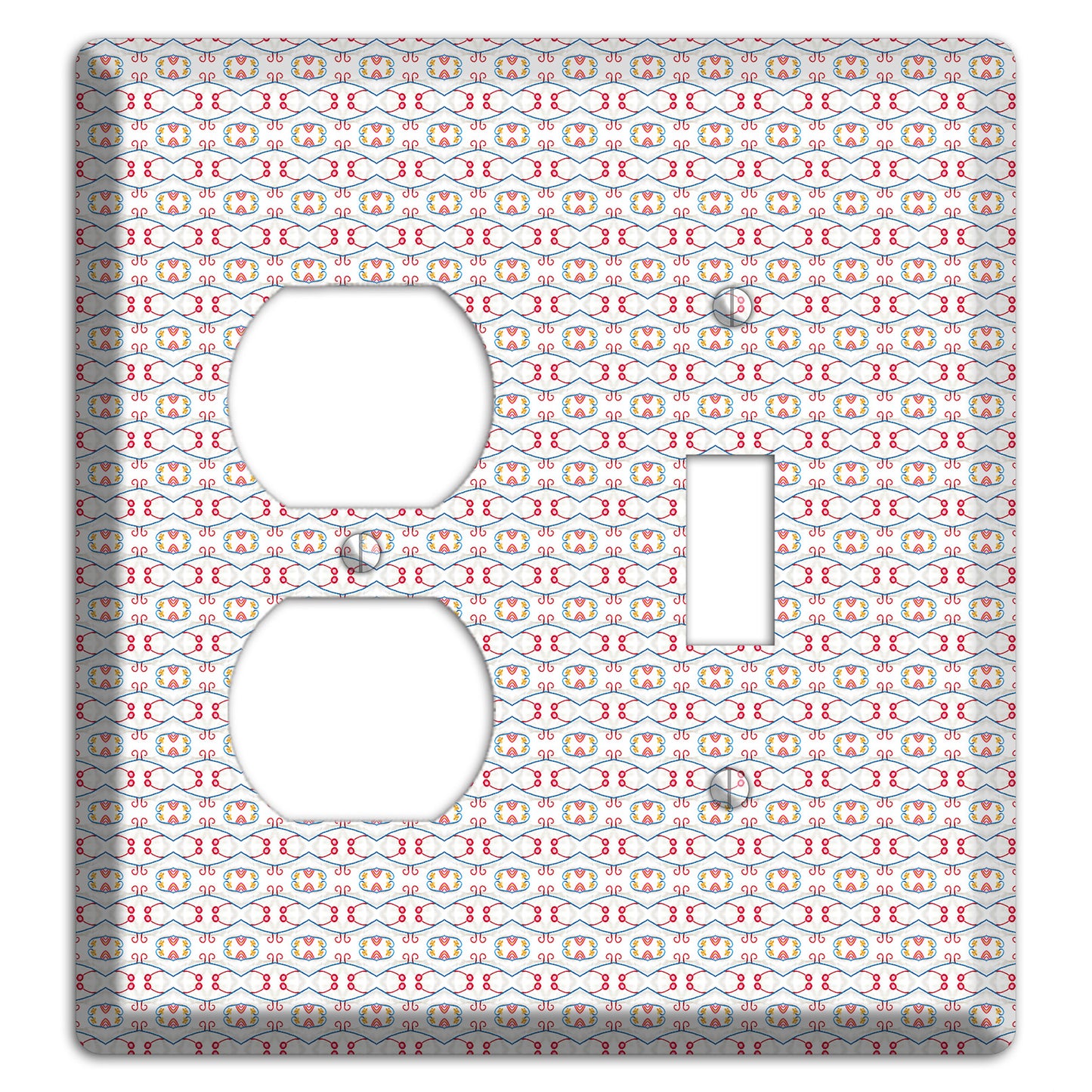 White with Red Tapestry Contour Duplex / Toggle Wallplate