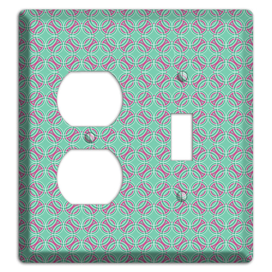 Multi Aqua with Fuschia Concentric Circles Overlay Duplex / Toggle Wallplate