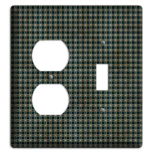 Dark Green Grunge Tiled Tiny Arabesque Duplex / Toggle Wallplate