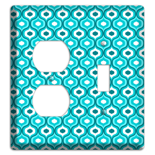 Multi Turquoise Double Scallop Duplex / Toggle Wallplate