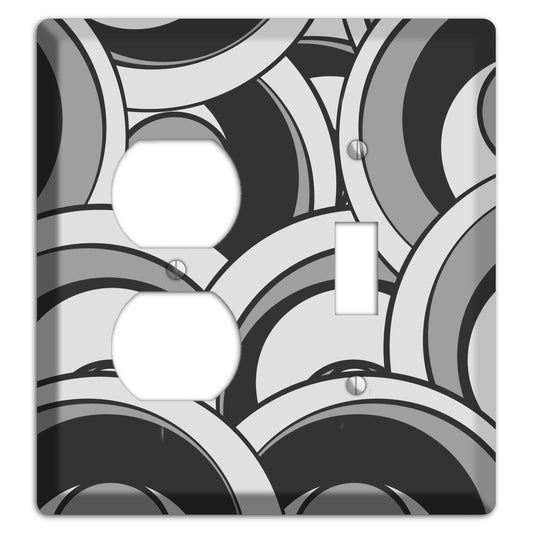 Black and Grey Deco Circles Duplex / Toggle Wallplate