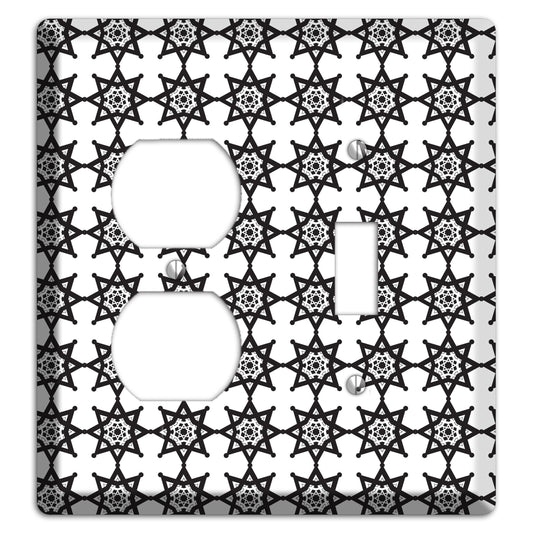 White with Black Arabesque Aster Duplex / Toggle Wallplate