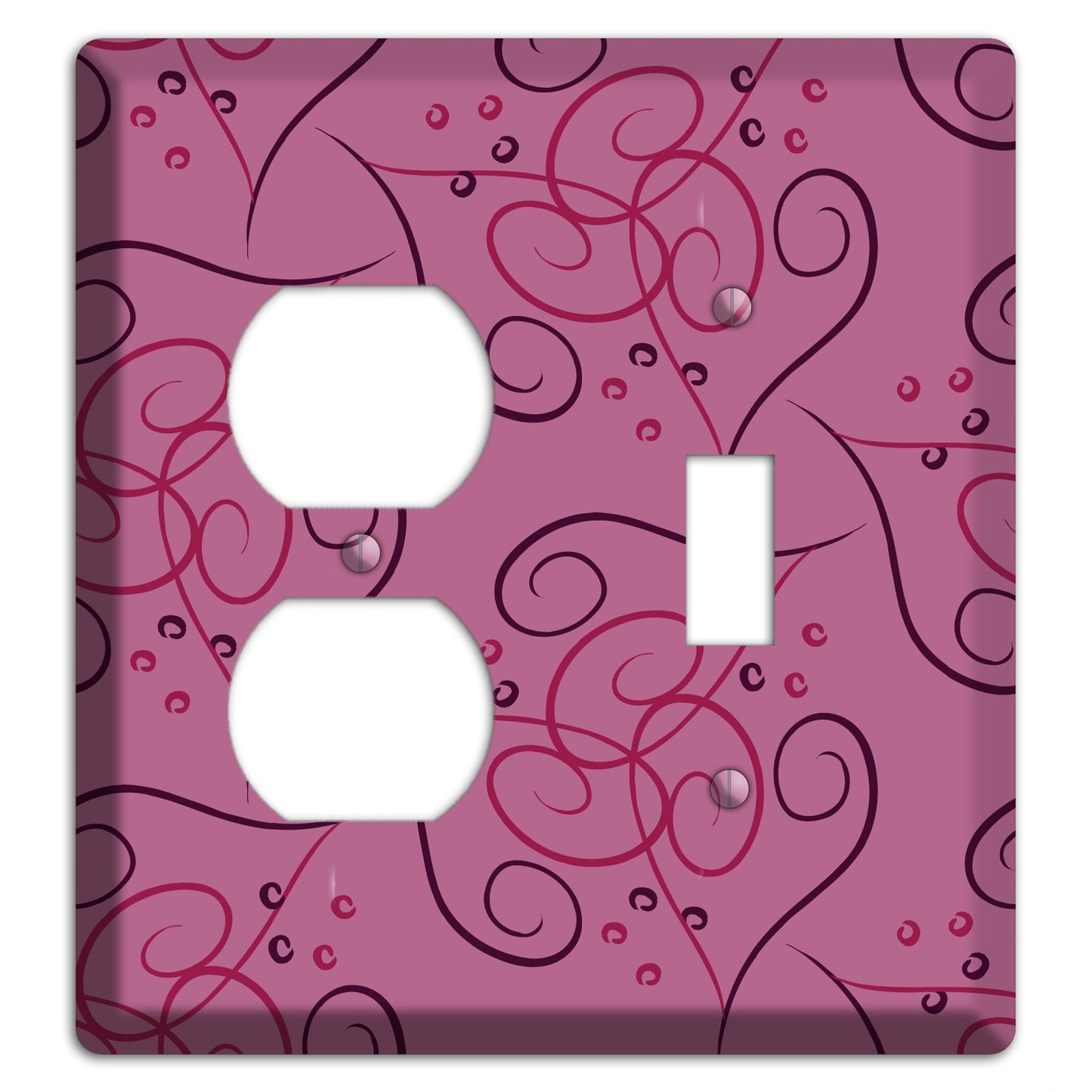 Pink Scroll Hearts Duplex / Toggle Wallplate