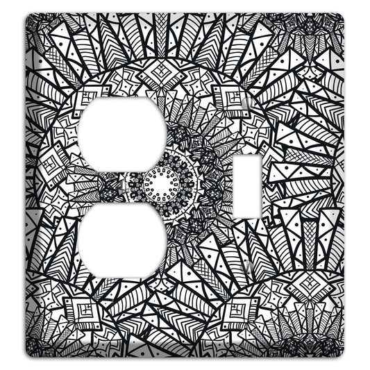 Mandala Black and White Style X Cover Plates Duplex / Toggle Wallplate