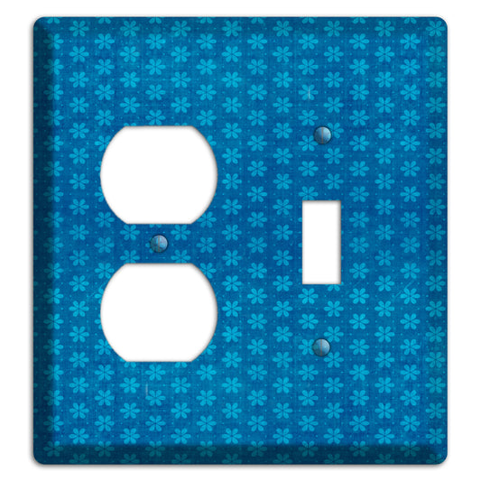 Blue Grunge Floral Contour Duplex / Toggle Wallplate