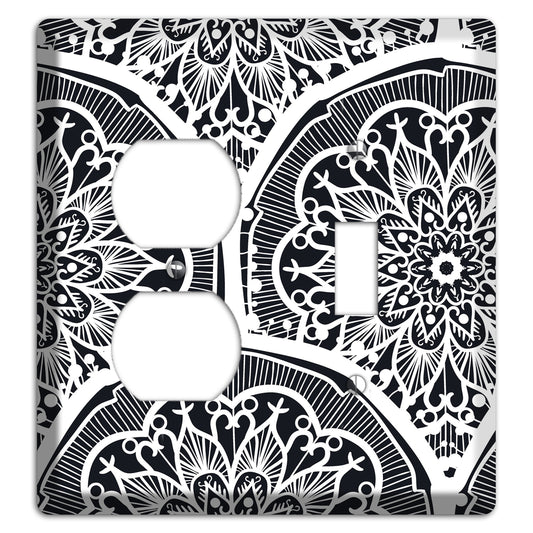 Mandala Black and White Style O Cover Plates Duplex / Toggle Wallplate