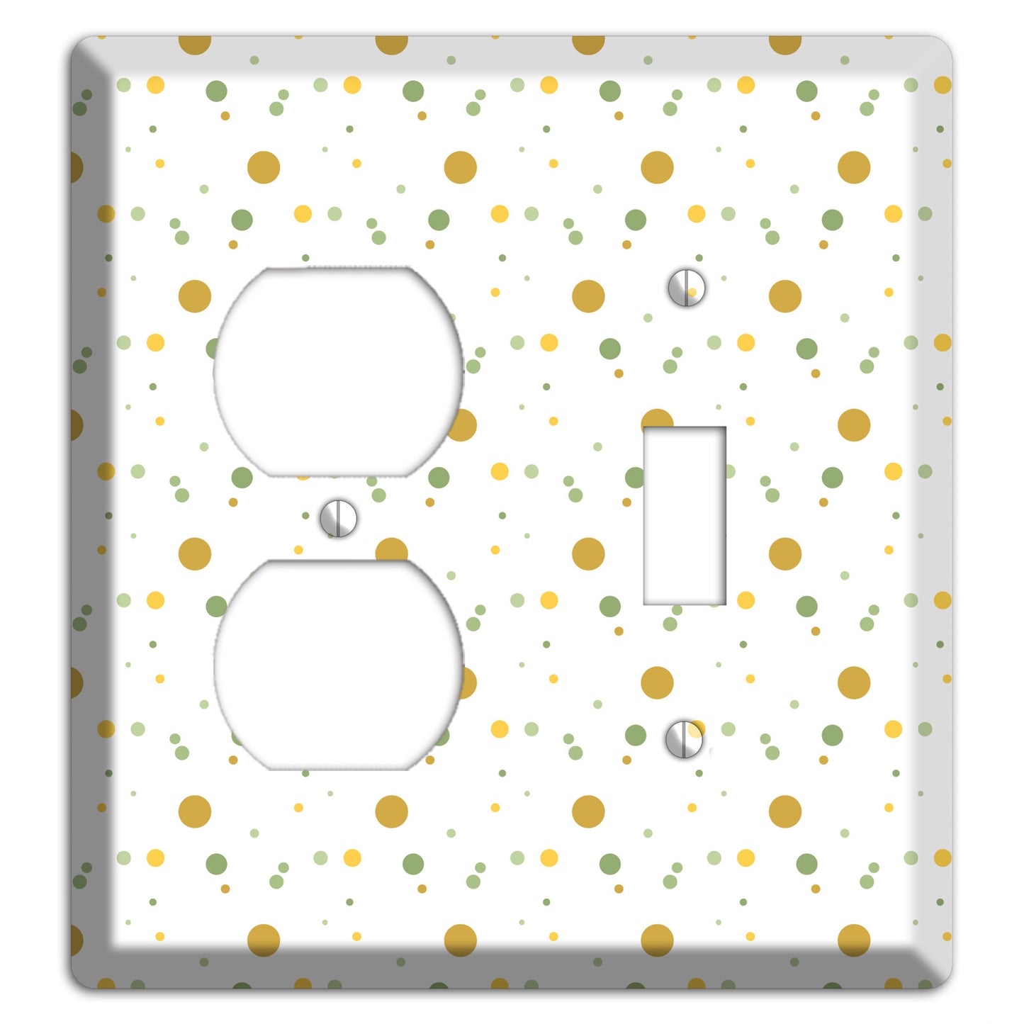 White with Multi Olive Tiny Dots Duplex / Toggle Wallplate