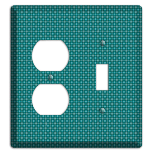 Multi Turquoise Checkered Concentric Circles Duplex / Toggle Wallplate