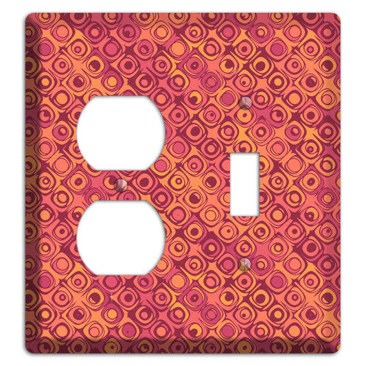 Coral Grunge Retro Circles Duplex / Toggle Wallplate