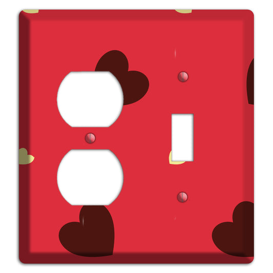 Red with Hearts Duplex / Toggle Wallplate