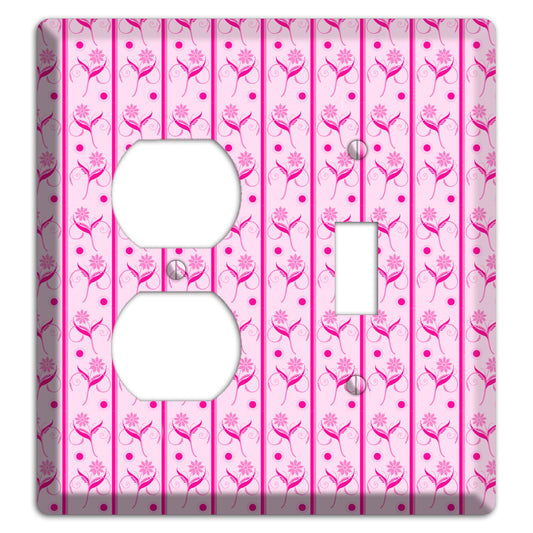 Pink Floral Pattern Duplex / Toggle Wallplate