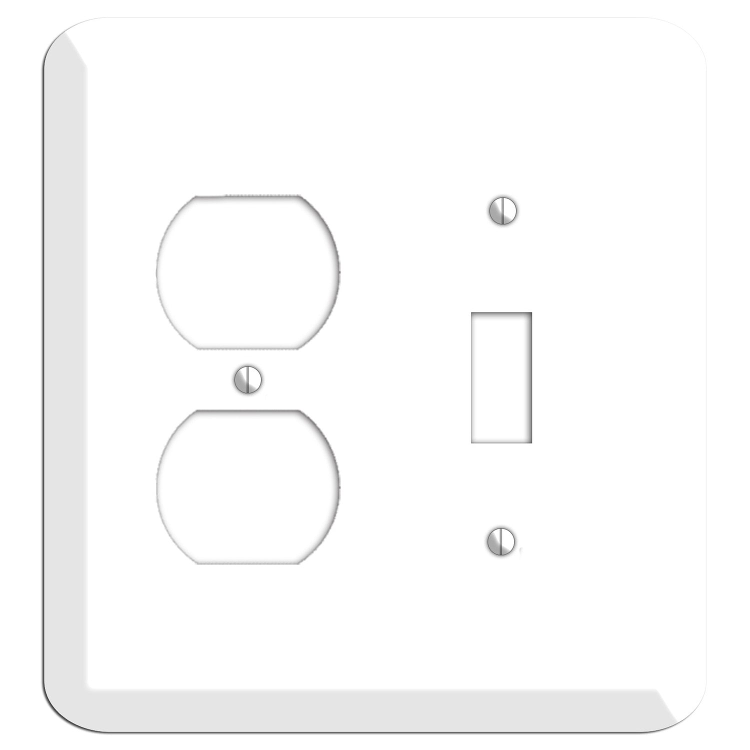 Rounded Corner White Metal Duplex / Toggle Wallplate