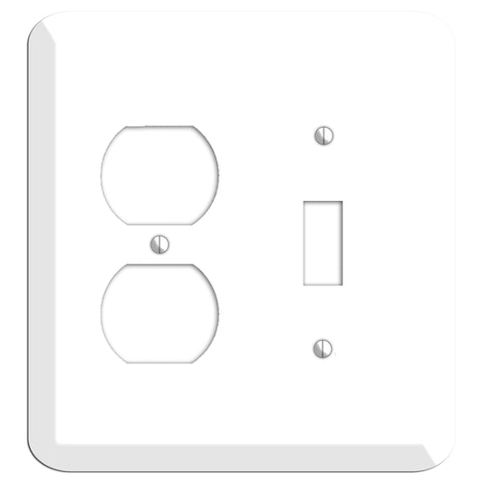 Rounded Corner White Metal Duplex / Toggle Wallplate