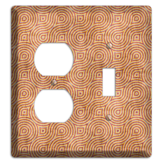 Beige and Red Swirl Duplex / Toggle Wallplate