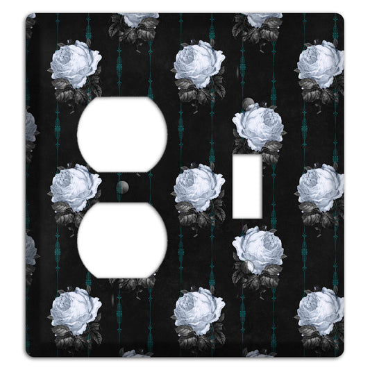 Dramatic Floral Black Duplex / Toggle Wallplate