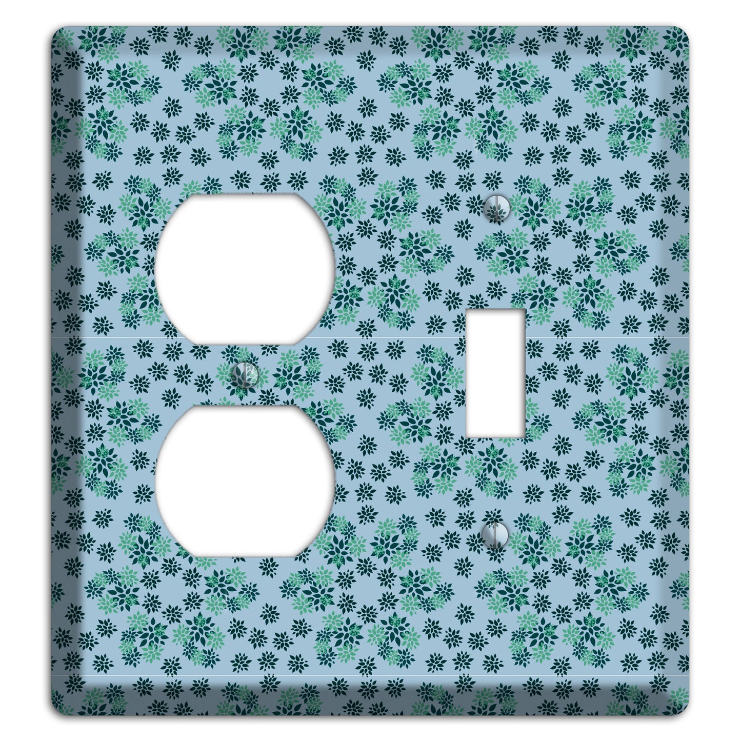 Blue with Multi Green Calico Duplex / Toggle Wallplate