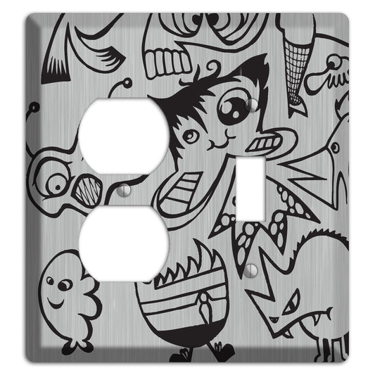 Whimsical Faces 3  Stainless Duplex / Toggle Wallplate