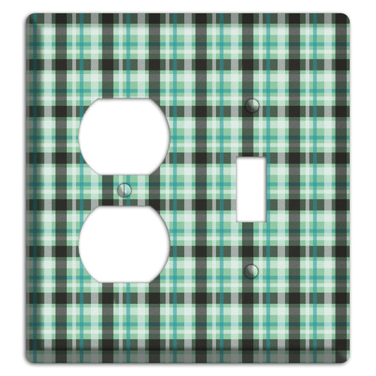 Multi Green Plaid Duplex / Toggle Wallplate