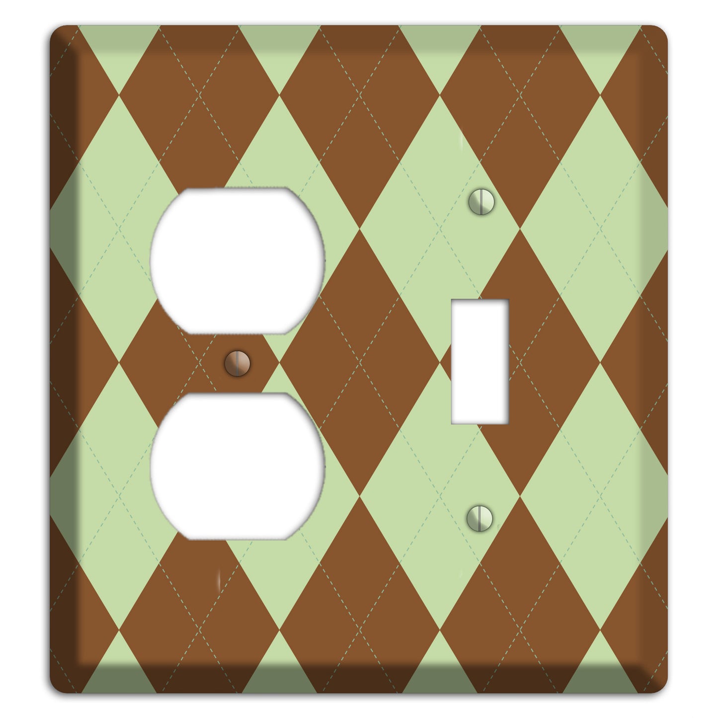 Brown Argyle Duplex / Toggle Wallplate