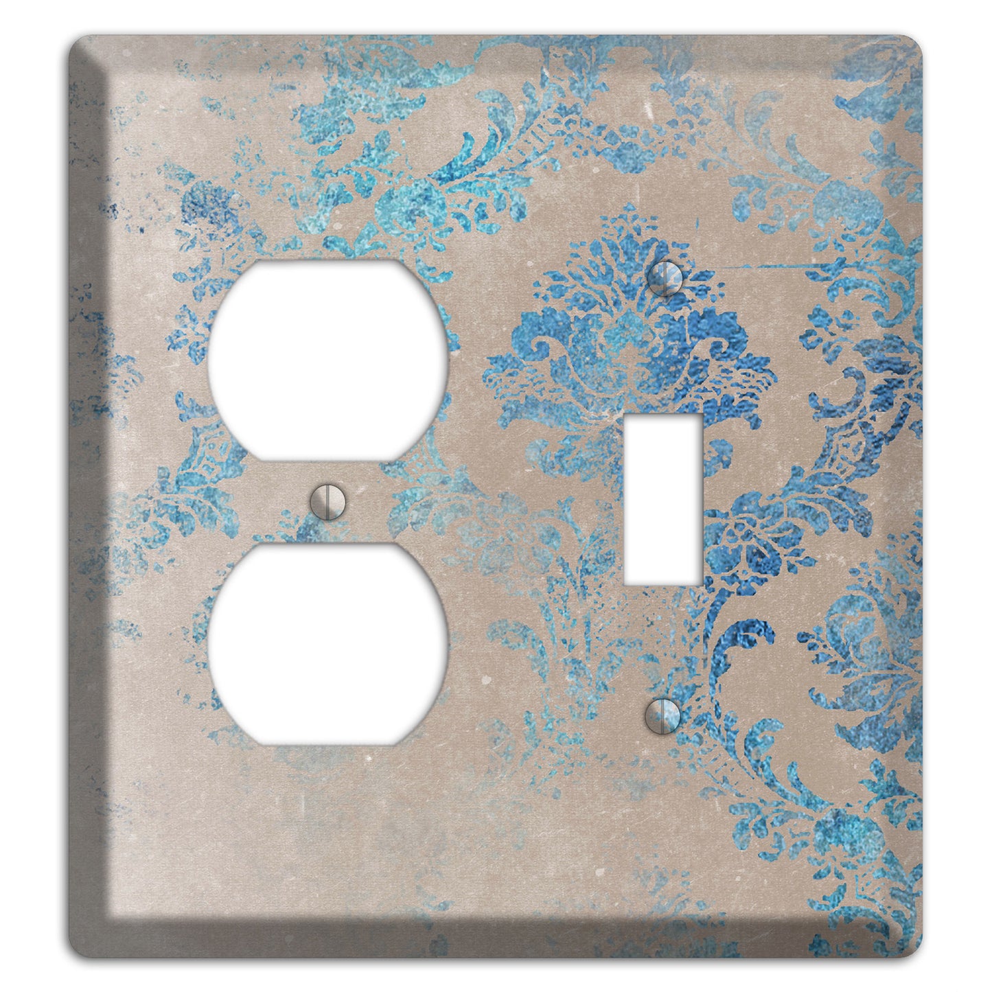 Pewter Whimsical Damask Duplex / Toggle Wallplate