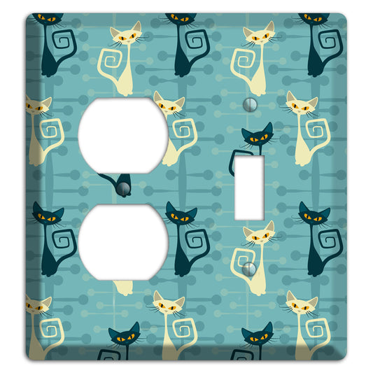 Black and Yellow Kitties Duplex / Toggle Wallplate