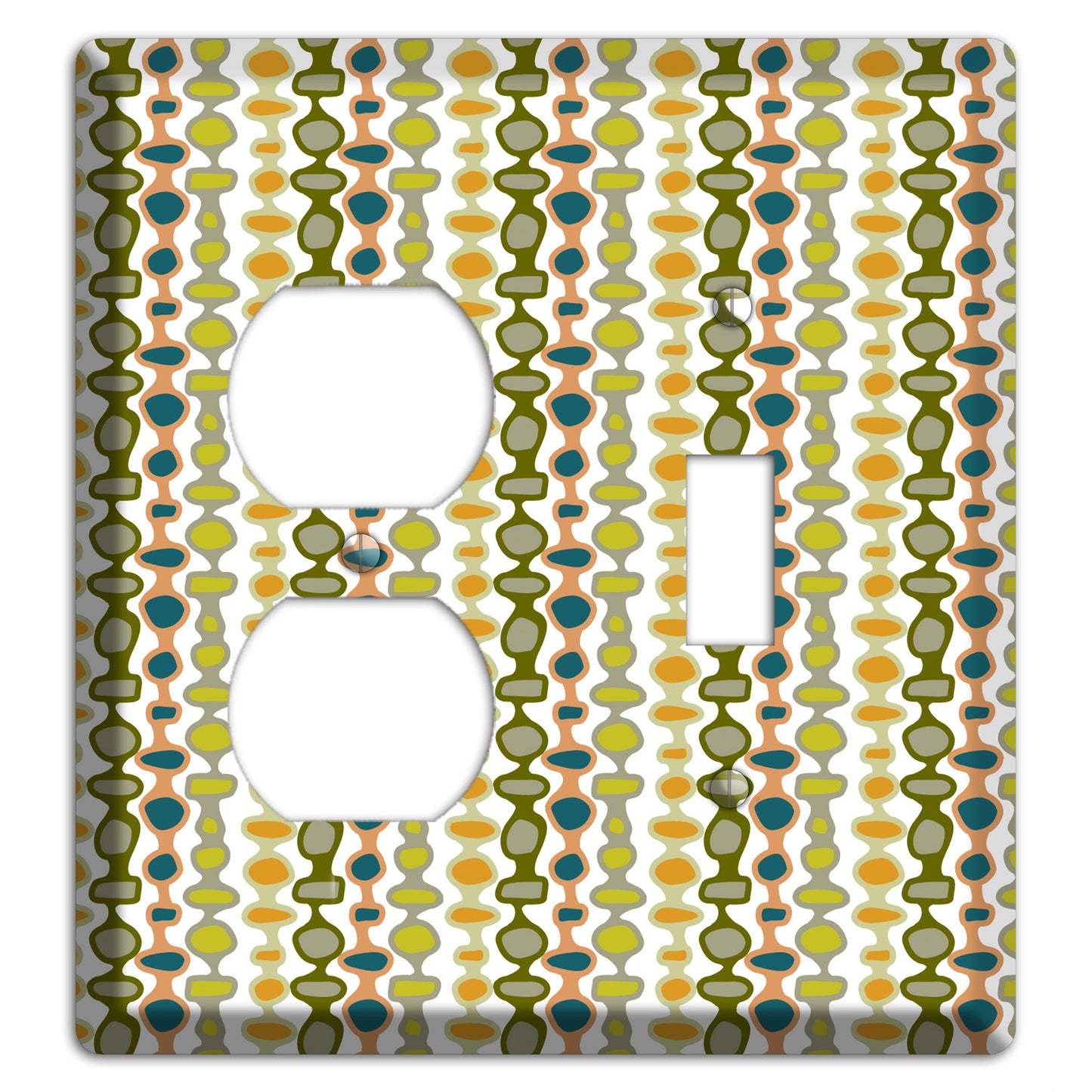 Multi Olive and Mustard Bead and Reel Duplex / Toggle Wallplate